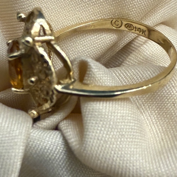 14k Yellow Gold Honey Citrine Filigree Ring Size 6.25 - Picture 5 of 7